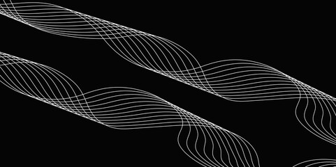 Abstract Black background with a glowing abstract waves. Abstract wave element for design. Digital frequency track equalizer, Futuristic background design. Long exposure, Light painting photography.