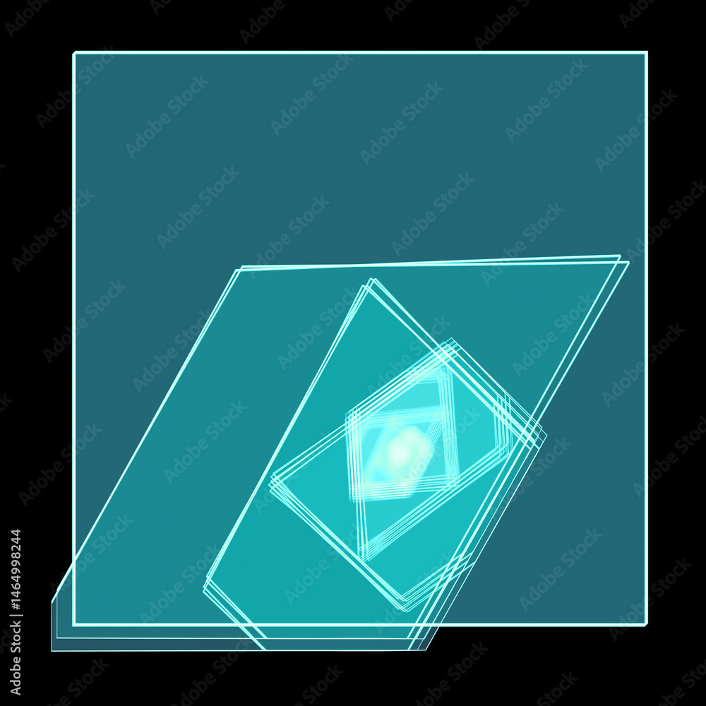 Aufkleber abstract fractal turquoise geometric background. geometric shapes overlap each other to create a spi