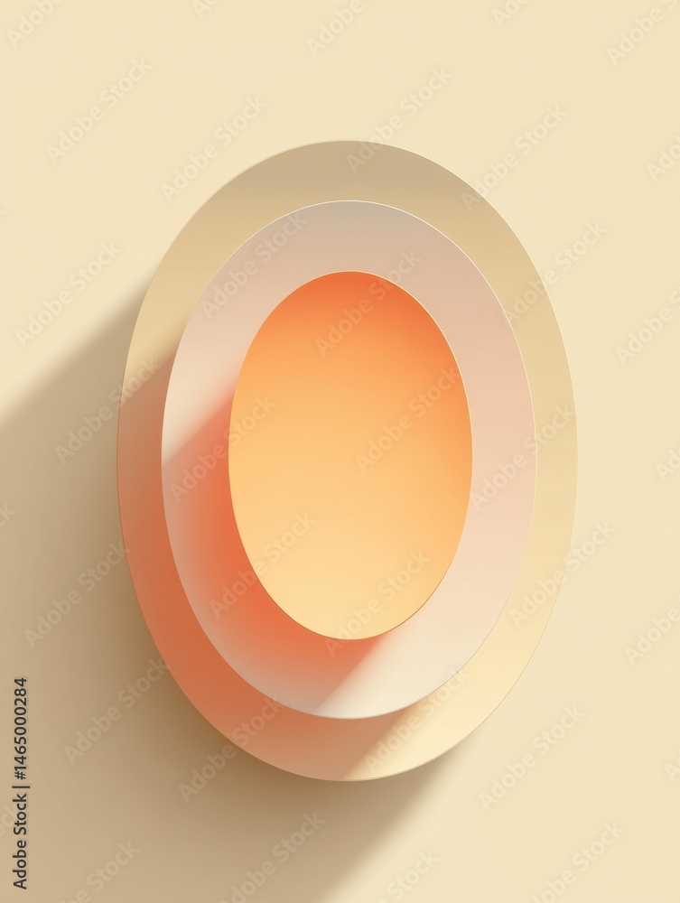 Poster Soft Orange Oval Shape Centered on a Pale Background Creates a Modern Design Element That Enhances Minimalistic Aesthetics Generative AI