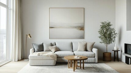 Serene Living Room Neutral Tones  Minimalist Comfort