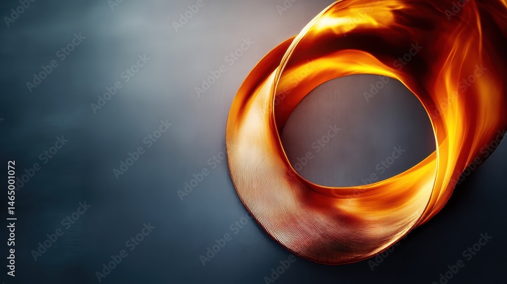 Poster abstract golden sculpture swirling luminous metallic form creates a dynamic elegant and visually cap
