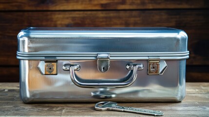 Metallic storage box with a lock and key