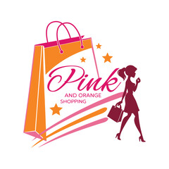 Fashion Shopping Logo Design with Bag and High Heel – Modern Retail Icon Illustration , Fashion and Shopping Logo Design with Modern Style Elements .