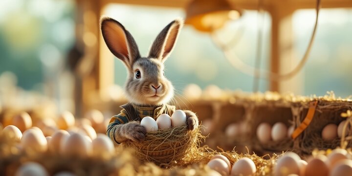 Rabbit Construction Worker Builds Nesting Boxes