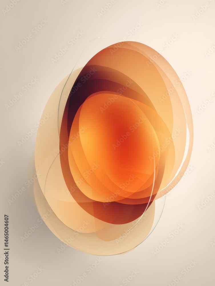 Poster Soft Orange Oval Shape Creates a Calming Visual Effect on a Pale Backdrop in a Modern Artistic Composition Generative AI