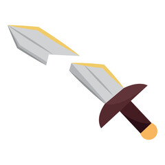 Broken medieval short sword. Vector