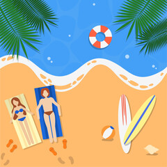 여름휴가 해변에서 수영복입고 물놀이하는 사람들 People in swimsuits on the beach for summer vacation