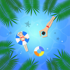 여름휴가 해변에서 수영복입고 물놀이하는 사람들 People in swimsuits on the beach for summer vacation