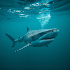 Fototapeta premium Tiger Shark Underwater Serene Aquatic Portrait