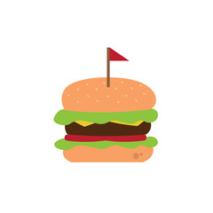Cheeseburger with flag top. Vector