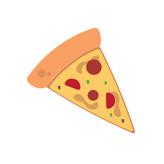 Pizza slice with toppings. Vector