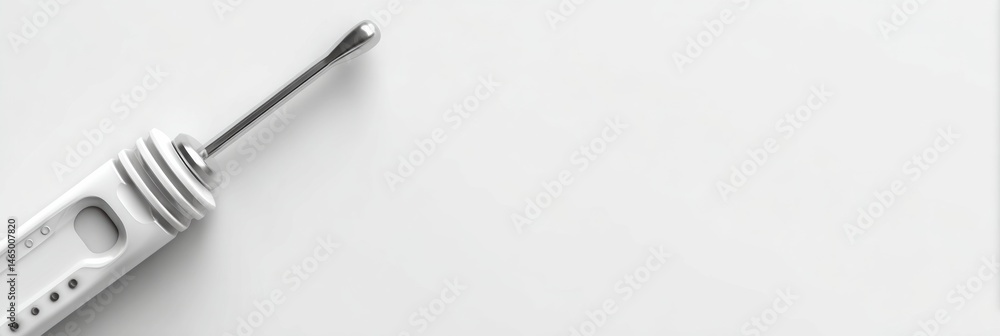 Poster Modern 3D-style Screwdriver Icon Positioned in Monochrome Empty Space Showcasing Minimalistic Design and Utility Focus Generative AI