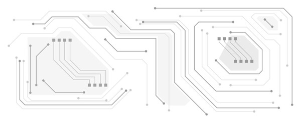 Abstract white gray digital technology futuristic circuit board background design. Technology dots lines connect network background.