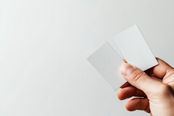 Blank business cards held in hand