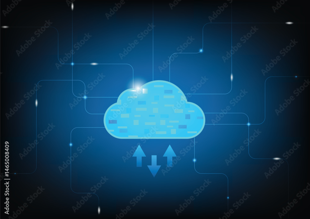Poster abstract background cloud circuit board, network storage connection , digital innovation. concept of