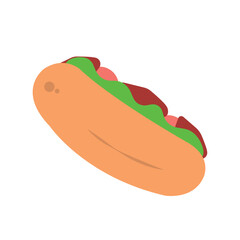 Hot dog in tilted view. Vector