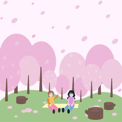 분홍 벚꽃 핀 자연 풍경 a pink cherry blossom scene
