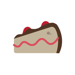 Cake slice with cherries. Vector