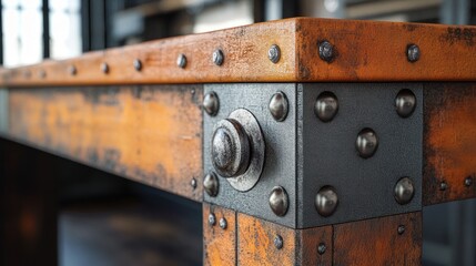 Rustic corner desk detail