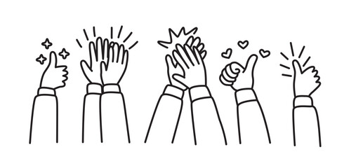 hand drawn clap design. hand gesture illustration.
