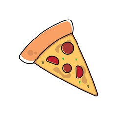 Pizza slice with toppings. Vector