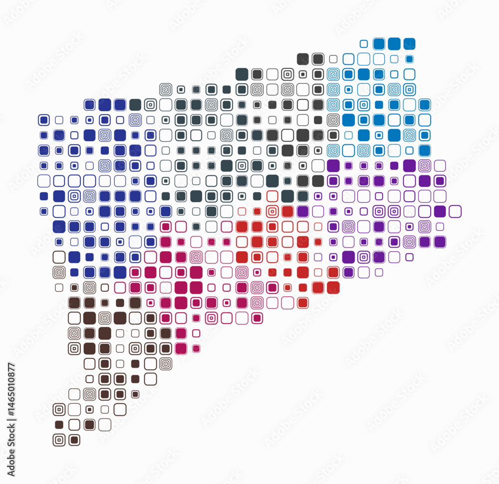 Poster connecticut, shape of the state build of colored cells. digital style map of the connecticut on whit