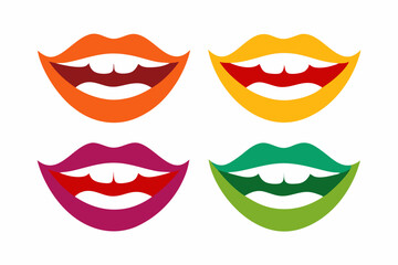 set of Smiling Mouth icon silhouette vector illustration