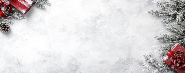 Festive Christmas Decor on a Snow-Dusted Surface