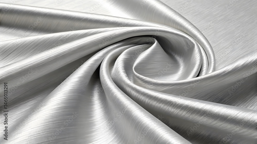 Poster elegant silver fabric gracefully draped, showcasing its luxurious texture and subtle sheen. the soft