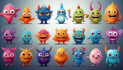 set of funny monsters
