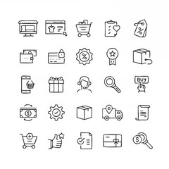 Online Shopping Related Vector Line Icons
