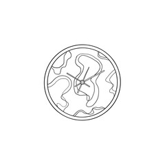 Minimal clock decoration art doodle simple outline.