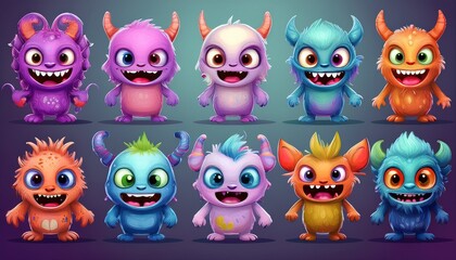 Fototapeta premium set of funny cartoon monsters