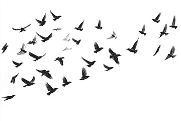 Flock of birds in flight