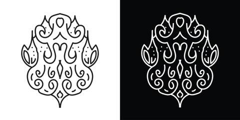 Intricate Line Art Design with Symmetrical Detail in Black and White Contrast