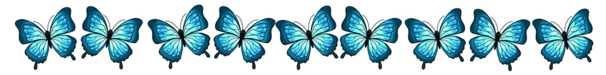 Blue color butterflies banner illustration