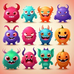 Obraz premium set of funny cartoon monsters