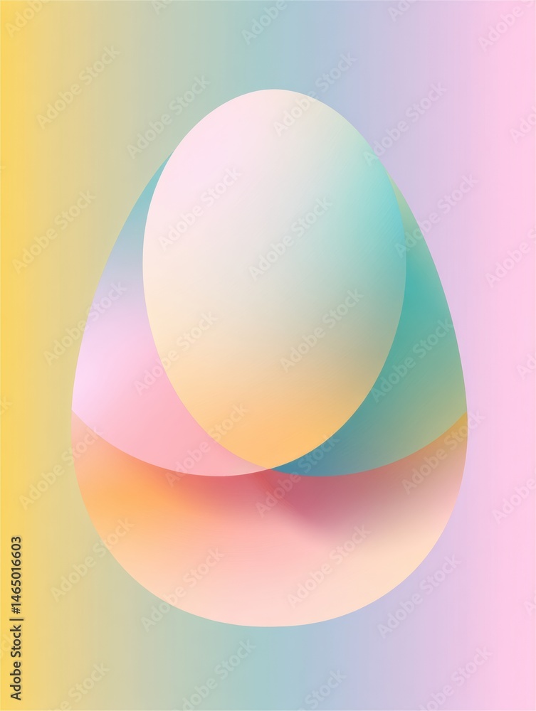 Poster Pastel Gradient Background With a Transparent Egg Shape Overlay in a Soft Color Palette for Creative Projects and Designs Generative AI