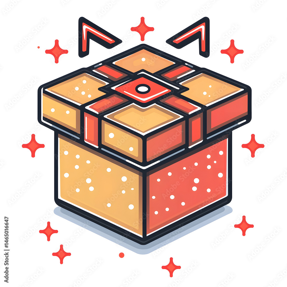 Aufkleber vibrant geometric abstract icon depicting a delivery box with a broken arrow path symbolizing supply