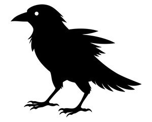 Crow Walking Silhouette SVG | Black Bird Vector Design