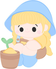 illustration cute gardener