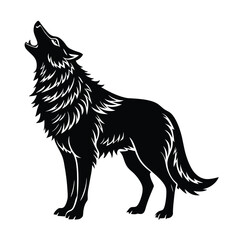 a howling wolf vector art silhouette