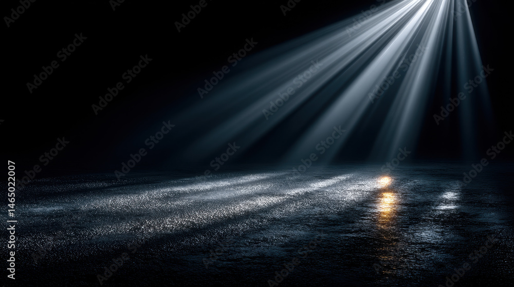 Poster deep charcoal gray backdrop with organic texture and dramatic beam of light creating an atmospheric 