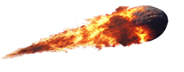 Fiery Meteor Trail,  Burning Rock in Space