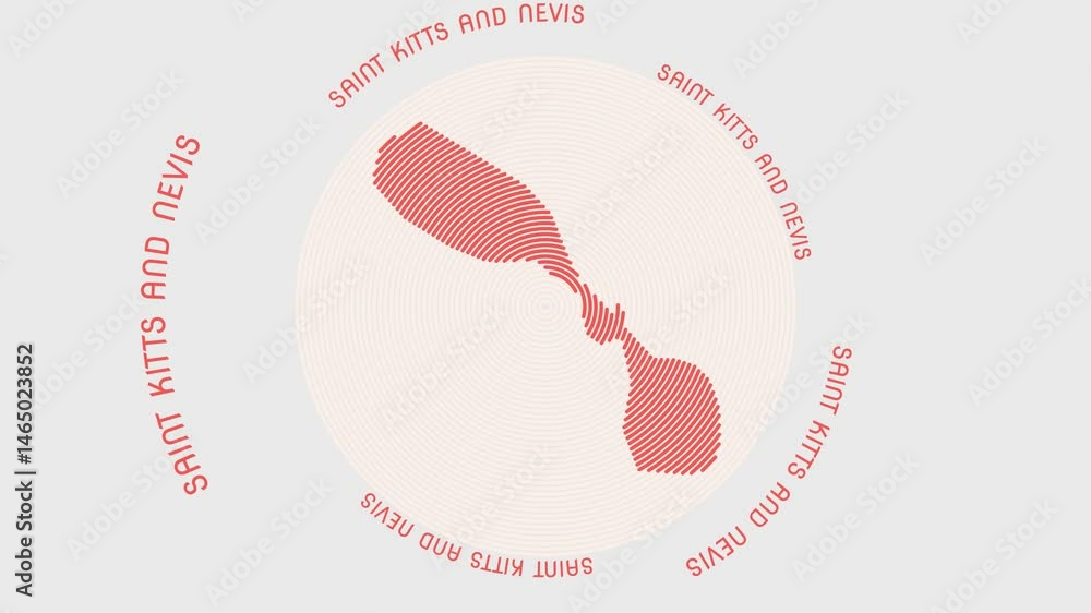 Poster saint kitts and nevis shape with dynamic circles visual effect. animation of saint kitts and nevis l