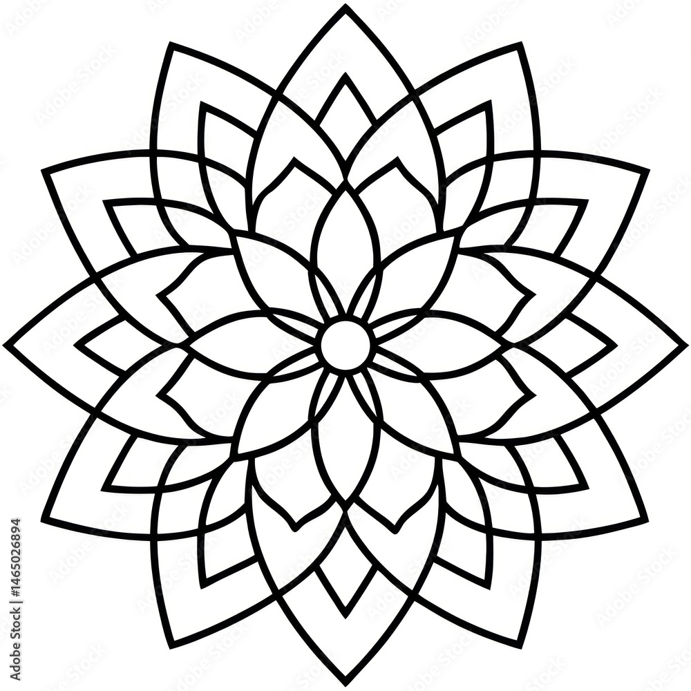 Poster intricate mandala design with a geometric floral pattern, presented in a simple and modern style. th
