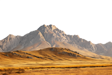 Landscape with mountain range in the horizon  isolated on white background PNG