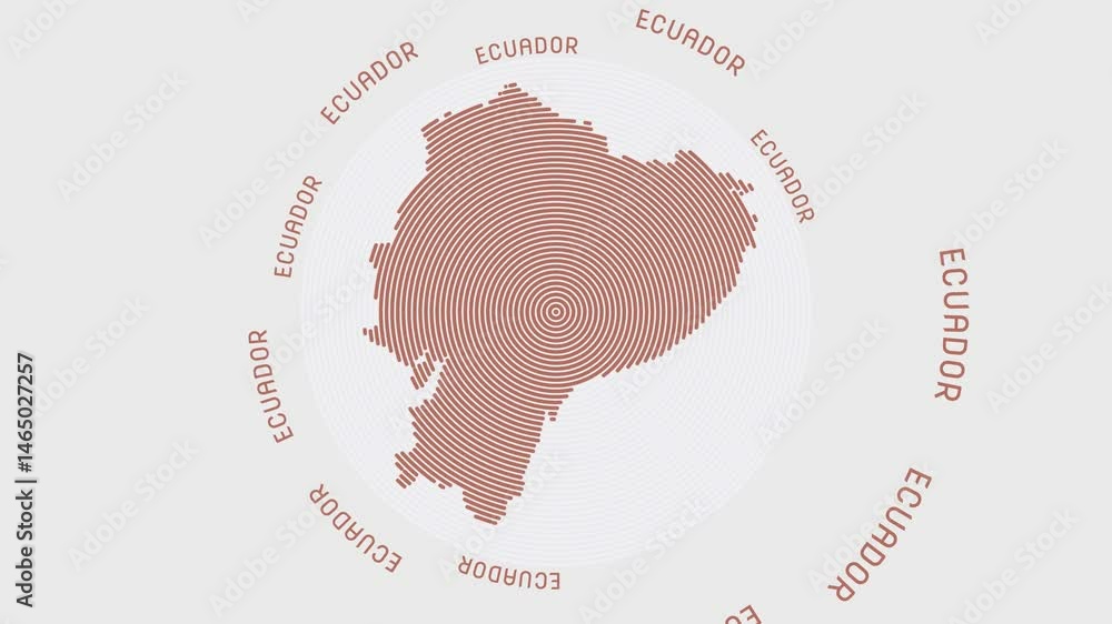 Poster ecuador shape with dynamic circles visual effect. animation of ecuador logo appearing from rotating 
