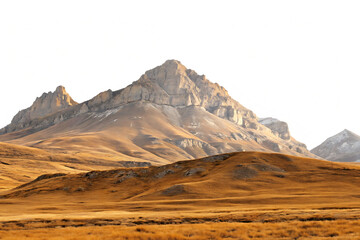 Naklejka premium Landscape with mountain range in the horizon isolated on white background PNG