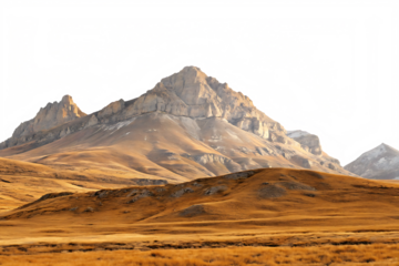 Landscape with mountain range in the horizon  isolated on white background PNG